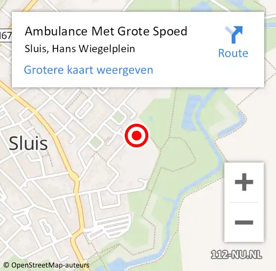 Locatie op kaart van de 112 melding: Ambulance Met Grote Spoed Naar Sluis, Hans Wiegelplein op 4 februari 2018 19:54