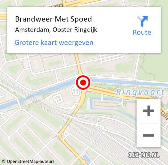 Locatie op kaart van de 112 melding: Brandweer Met Spoed Naar Amsterdam, Ooster Ringdijk op 4 februari 2018 21:08