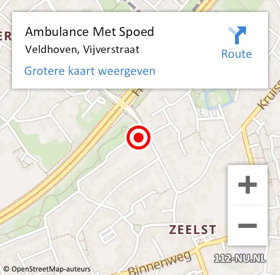 Locatie op kaart van de 112 melding: Ambulance Met Spoed Naar Veldhoven, Vijverstraat op 4 februari 2018 21:38