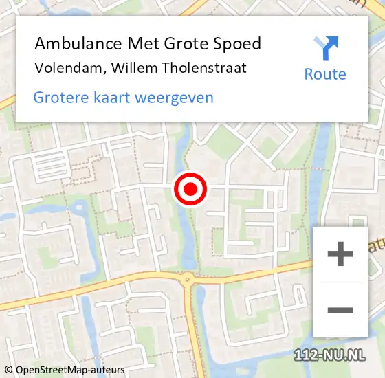 Locatie op kaart van de 112 melding: Ambulance Met Grote Spoed Naar Volendam, Willem Tholenstraat op 4 februari 2018 22:43