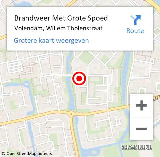 Locatie op kaart van de 112 melding: Brandweer Met Grote Spoed Naar Volendam, Willem Tholenstraat op 4 februari 2018 22:56