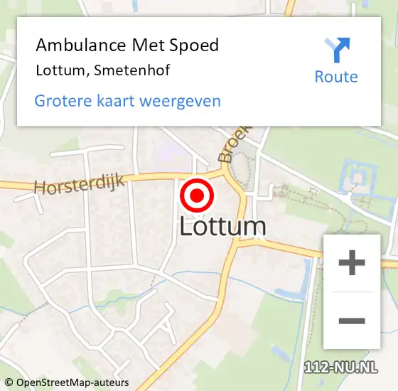 Locatie op kaart van de 112 melding: Ambulance Met Spoed Naar Lottum, Smetenhof op 15 februari 2014 09:07