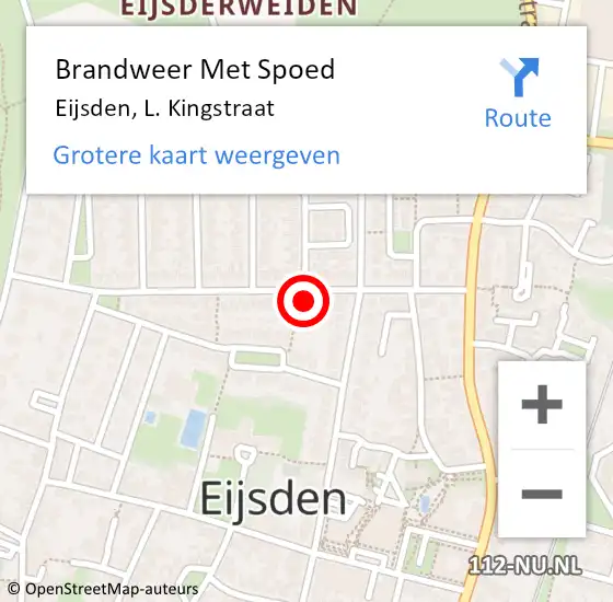 Locatie op kaart van de 112 melding: Brandweer Met Spoed Naar Eijsden, L. Kingstraat op 4 februari 2018 23:34