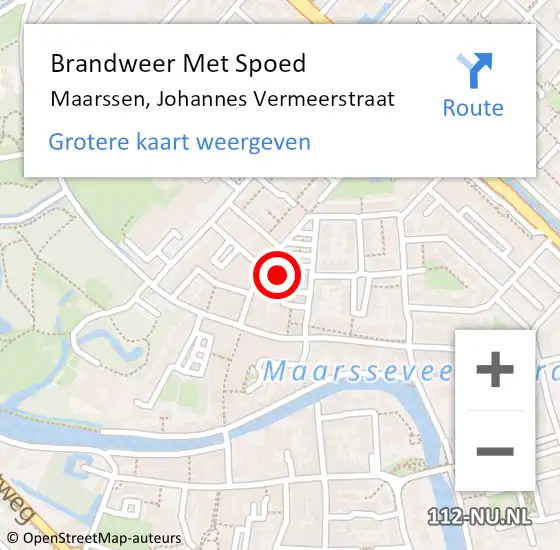 Locatie op kaart van de 112 melding: Brandweer Met Spoed Naar Maarssen, Johannes Vermeerstraat op 15 februari 2014 09:11