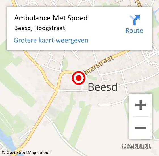 Locatie op kaart van de 112 melding: Ambulance Met Spoed Naar Beesd, Hoogstraat op 5 februari 2018 00:47