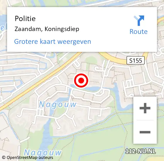 Locatie op kaart van de 112 melding: Politie Zaandam, Koningsdiep op 5 februari 2018 01:05