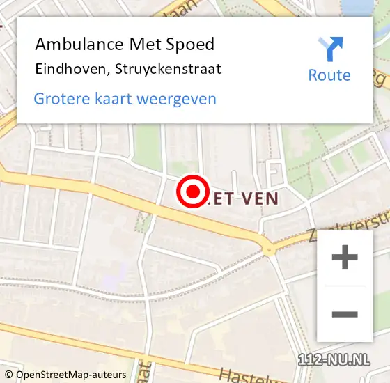 Locatie op kaart van de 112 melding: Ambulance Met Spoed Naar Eindhoven, Struyckenstraat op 5 februari 2018 02:09