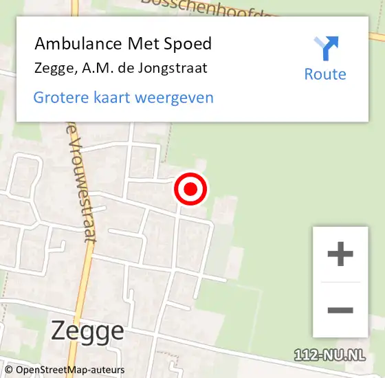 Locatie op kaart van de 112 melding: Ambulance Met Spoed Naar Zegge, A.M. de Jongstraat op 5 februari 2018 02:27