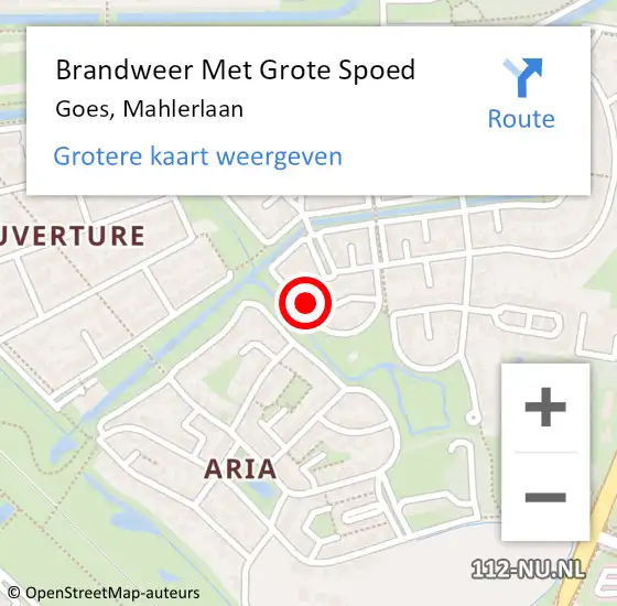 Locatie op kaart van de 112 melding: Brandweer Met Grote Spoed Naar Goes, Mahlerlaan op 5 februari 2018 04:11