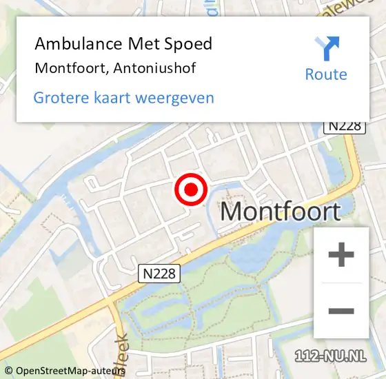 Locatie op kaart van de 112 melding: Ambulance Met Spoed Naar Montfoort, Antoniushof op 5 februari 2018 04:40