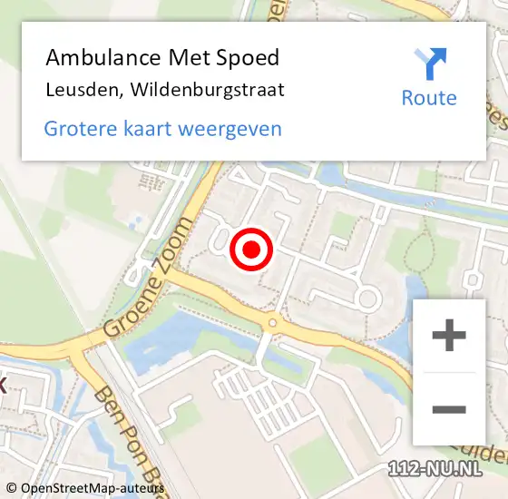 Locatie op kaart van de 112 melding: Ambulance Met Spoed Naar Leusden, Wildenburgstraat op 5 februari 2018 05:18