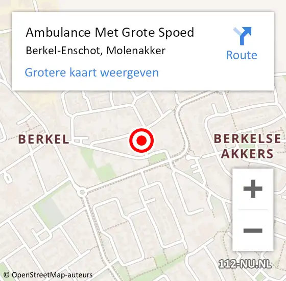 Locatie op kaart van de 112 melding: Ambulance Met Grote Spoed Naar Berkel-Enschot, Molenakker op 5 februari 2018 06:09