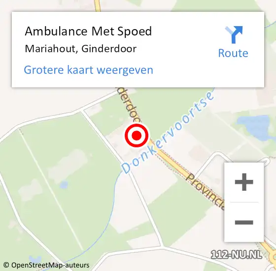 Locatie op kaart van de 112 melding: Ambulance Met Spoed Naar Mariahout, Ginderdoor op 5 februari 2018 07:01