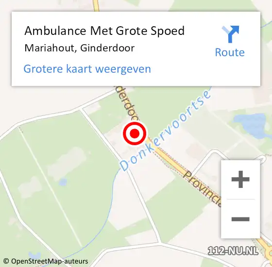 Locatie op kaart van de 112 melding: Ambulance Met Grote Spoed Naar Mariahout, Ginderdoor op 5 februari 2018 07:18