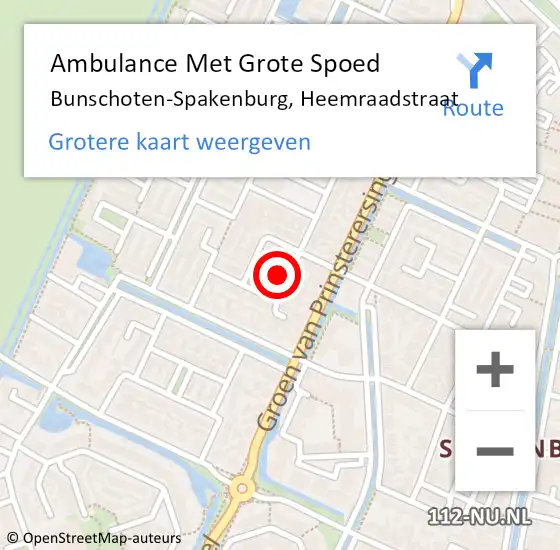 Locatie op kaart van de 112 melding: Ambulance Met Grote Spoed Naar Bunschoten-Spakenburg, Heemraadstraat op 5 februari 2018 08:27