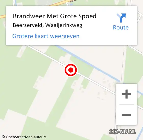 Locatie op kaart van de 112 melding: Brandweer Met Grote Spoed Naar Beerzerveld, Waaijerinkweg op 5 februari 2018 08:58