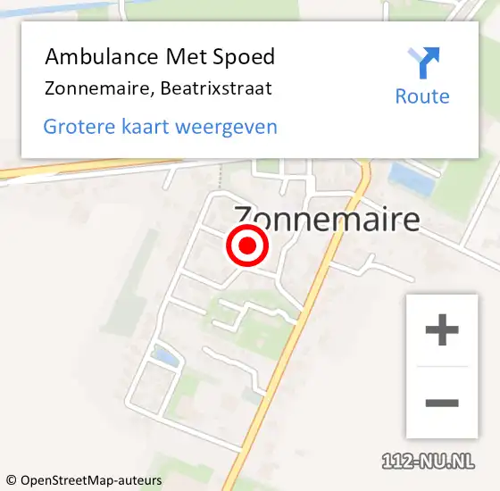 Locatie op kaart van de 112 melding: Ambulance Met Spoed Naar Zonnemaire, Beatrixstraat op 5 februari 2018 09:15