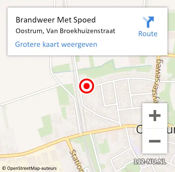 Locatie op kaart van de 112 melding: Brandweer Met Spoed Naar Oostrum, Van Broekhuizenstraat op 5 februari 2018 09:18