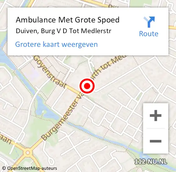 Locatie op kaart van de 112 melding: Ambulance Met Grote Spoed Naar Duiven, Van Dorth Tot Medlerstraat op 5 februari 2018 10:31