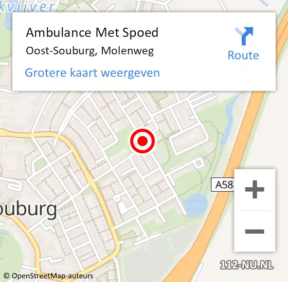 Locatie op kaart van de 112 melding: Ambulance Met Spoed Naar Oost-Souburg, Molenweg op 5 februari 2018 10:34