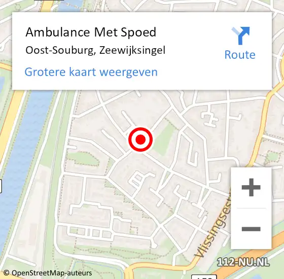 Locatie op kaart van de 112 melding: Ambulance Met Spoed Naar Oost-Souburg, Zeewijksingel op 5 februari 2018 10:43