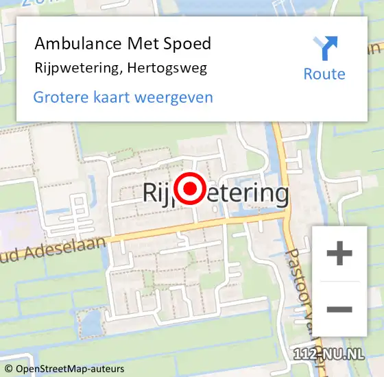 Locatie op kaart van de 112 melding: Ambulance Met Spoed Naar Rijpwetering, Hertogsweg op 5 februari 2018 10:44