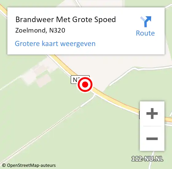 Locatie op kaart van de 112 melding: Brandweer Met Grote Spoed Naar Zoelmond, N320 op 22 september 2013 15:18