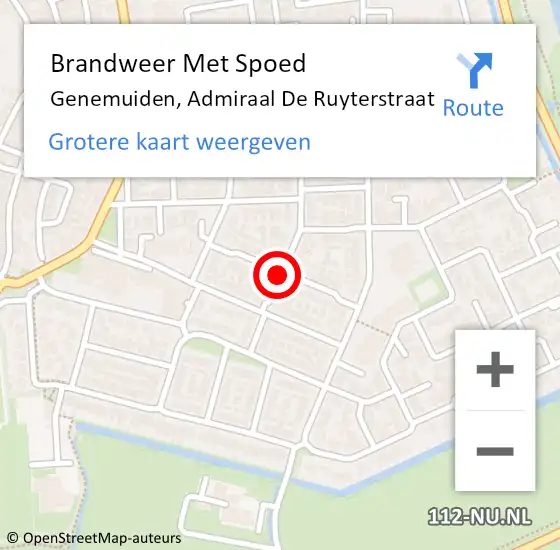 Locatie op kaart van de 112 melding: Brandweer Met Spoed Naar Genemuiden, Admiraal De Ruyterstraat op 5 februari 2018 11:17