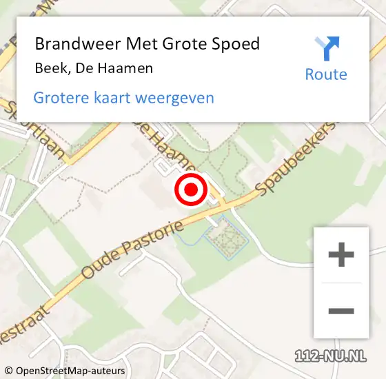 Locatie op kaart van de 112 melding: Brandweer Met Grote Spoed Naar Beek, De Haamen op 5 februari 2018 11:23