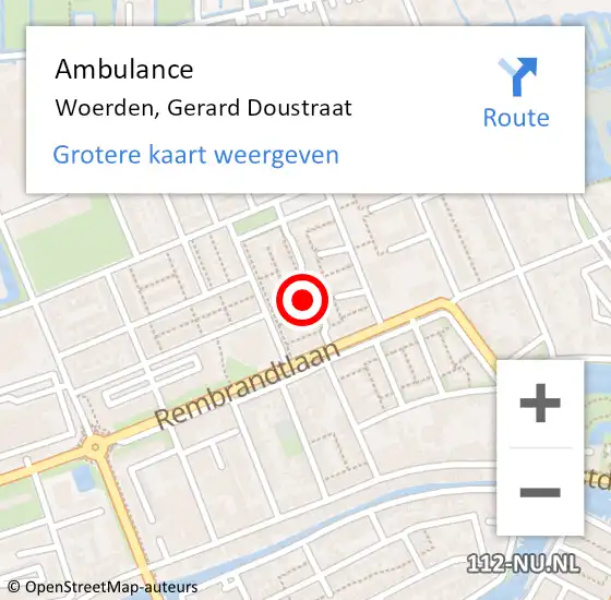 Locatie op kaart van de 112 melding: Ambulance Woerden, Gerard Doustraat op 5 februari 2018 11:26