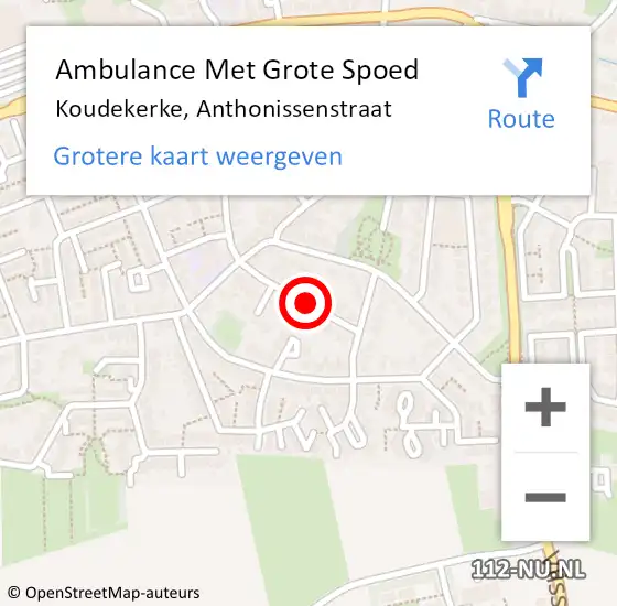 Locatie op kaart van de 112 melding: Ambulance Met Grote Spoed Naar Koudekerke, Anthonissenstraat op 5 februari 2018 11:57