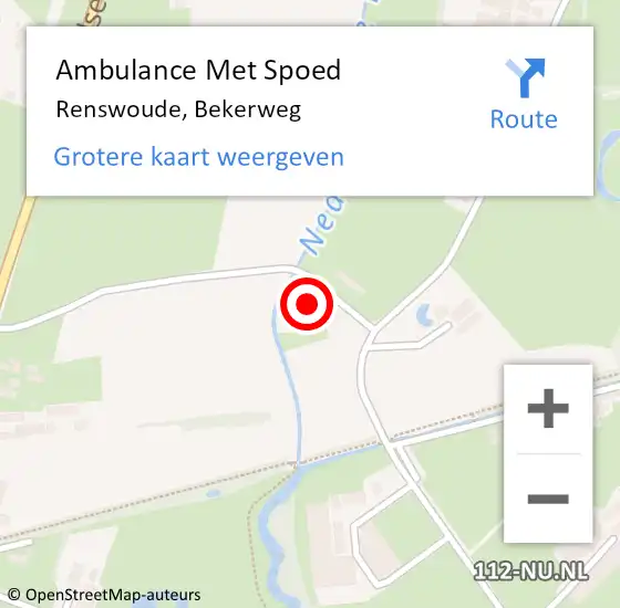 Locatie op kaart van de 112 melding: Ambulance Met Spoed Naar Renswoude, Bekerweg op 5 februari 2018 12:25