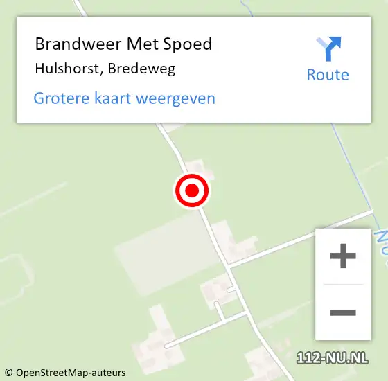 Locatie op kaart van de 112 melding: Brandweer Met Spoed Naar Hulshorst, Bredeweg op 5 februari 2018 12:48