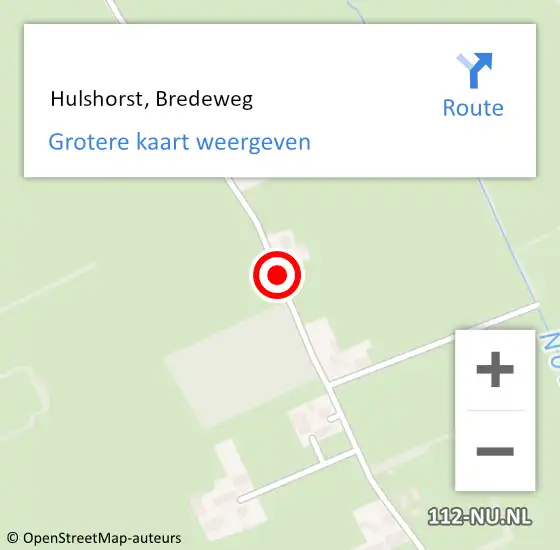 Locatie op kaart van de 112 melding:  Hulshorst, Bredeweg op 5 februari 2018 12:49