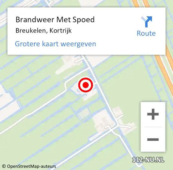 Locatie op kaart van de 112 melding: Brandweer Met Spoed Naar Breukelen, Kortrijk op 15 februari 2014 10:07