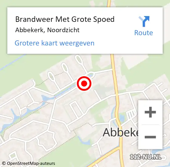 Locatie op kaart van de 112 melding: Brandweer Met Grote Spoed Naar Abbekerk, Noordzicht op 5 februari 2018 13:07