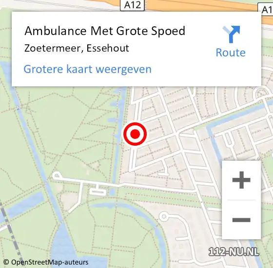 Locatie op kaart van de 112 melding: Ambulance Met Grote Spoed Naar Zoetermeer, Essehout op 5 februari 2018 13:27