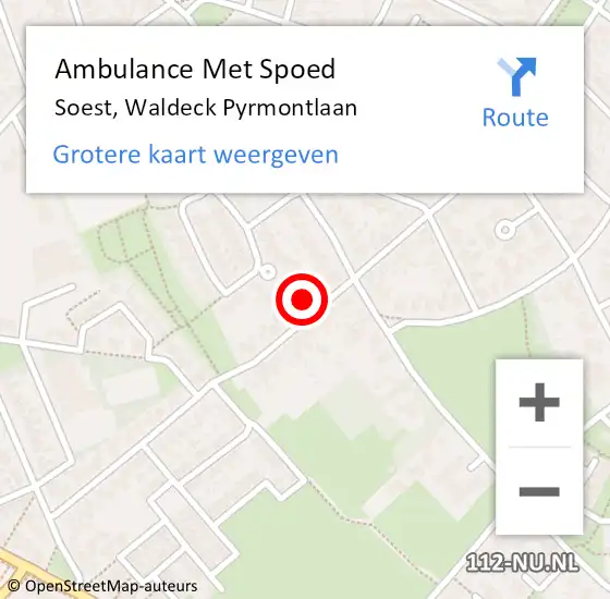 Locatie op kaart van de 112 melding: Ambulance Met Spoed Naar Soest, Waldeck Pyrmontlaan op 5 februari 2018 15:01
