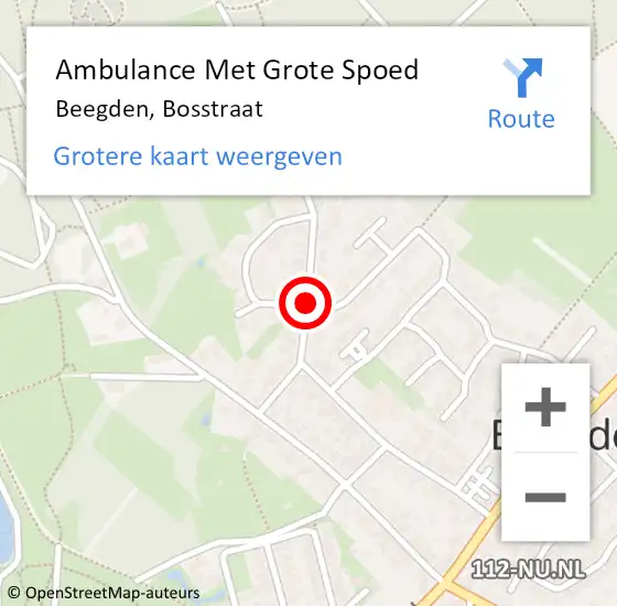 Locatie op kaart van de 112 melding: Ambulance Met Grote Spoed Naar Beegden, Bosstraat op 5 februari 2018 15:35