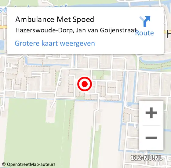 Locatie op kaart van de 112 melding: Ambulance Met Spoed Naar Hazerswoude-Dorp, Jan van Goijenstraat op 5 februari 2018 15:43