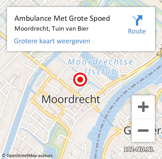 Locatie op kaart van de 112 melding: Ambulance Met Grote Spoed Naar Moordrecht, Tuin van Bier op 5 februari 2018 16:03