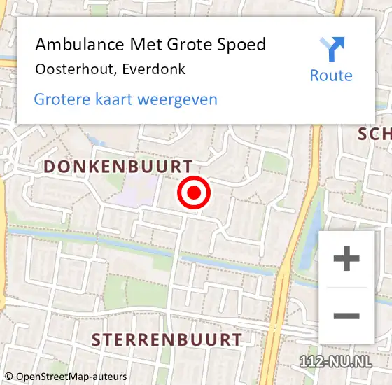 Locatie op kaart van de 112 melding: Ambulance Met Grote Spoed Naar Oosterhout, Everdonk op 5 februari 2018 16:49