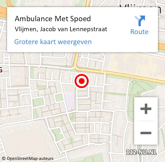 Locatie op kaart van de 112 melding: Ambulance Met Spoed Naar Vlijmen, Jacob van Lennepstraat op 5 februari 2018 16:50