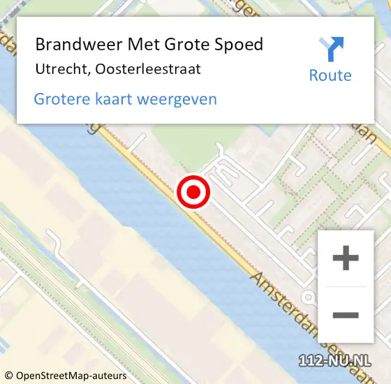 Locatie op kaart van de 112 melding: Brandweer Met Grote Spoed Naar Utrecht, Oosterleestraat op 5 februari 2018 17:12