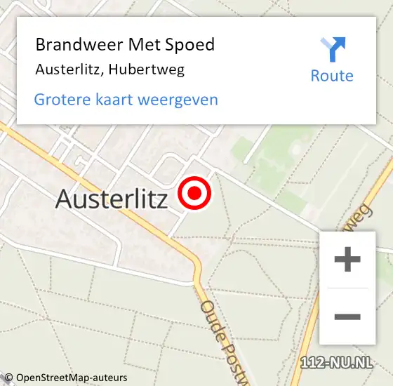 Locatie op kaart van de 112 melding: Brandweer Met Spoed Naar Austerlitz, Hubertweg op 5 februari 2018 17:29