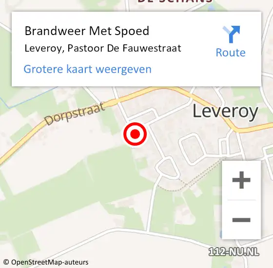 Locatie op kaart van de 112 melding: Brandweer Met Spoed Naar Leveroy, Pastoor De Fauwestraat op 5 februari 2018 17:30