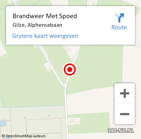 Locatie op kaart van de 112 melding: Brandweer Met Spoed Naar Gilze, Alphensebaan op 5 februari 2018 17:36