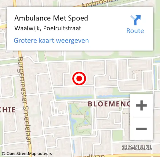 Locatie op kaart van de 112 melding: Ambulance Met Spoed Naar Waalwijk, Poelruitstraat op 5 februari 2018 17:42