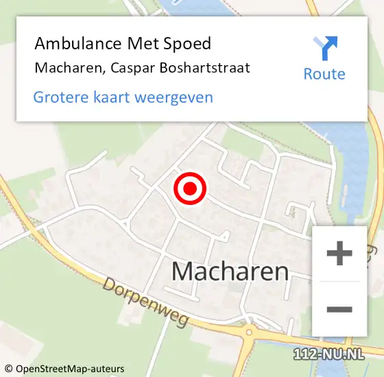 Locatie op kaart van de 112 melding: Ambulance Met Spoed Naar Macharen, Caspar Boshartstraat op 5 februari 2018 18:24