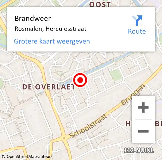 Locatie op kaart van de 112 melding: Brandweer Rosmalen, Herculesstraat op 15 februari 2014 10:35